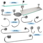 Kit Para Banheiro da Linha Class com 6 peças em modelos Redondo e Quadrado da Steel Design
