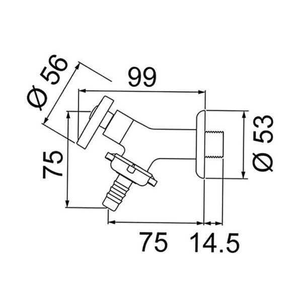 Desenho Técnico da Torneira Para Tanque e Jardim LorenWay 1153 C30 Lorenzetti 7012066