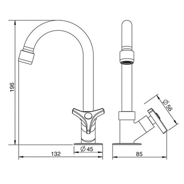 Torneira para Lavatório de Mesa LorenWay 1195 C30 7010230 Cromada Lorenzetti