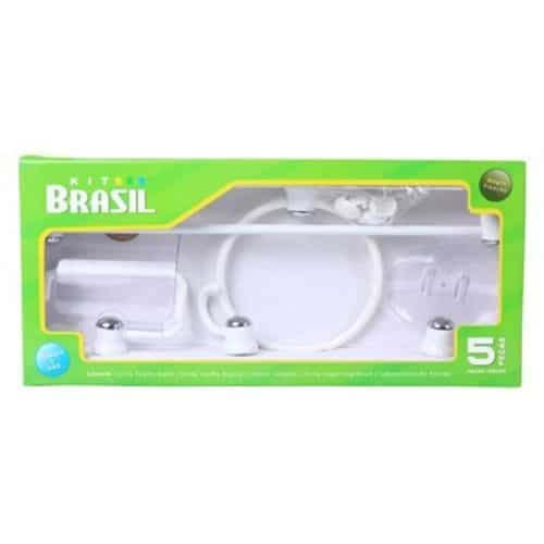 Kit Acessórios Para Banheiro 5 Peças Brasil Branco
