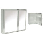 Armário Para Banheiro Steel alumínio Sobrepor 2 portas com Espelho 4840