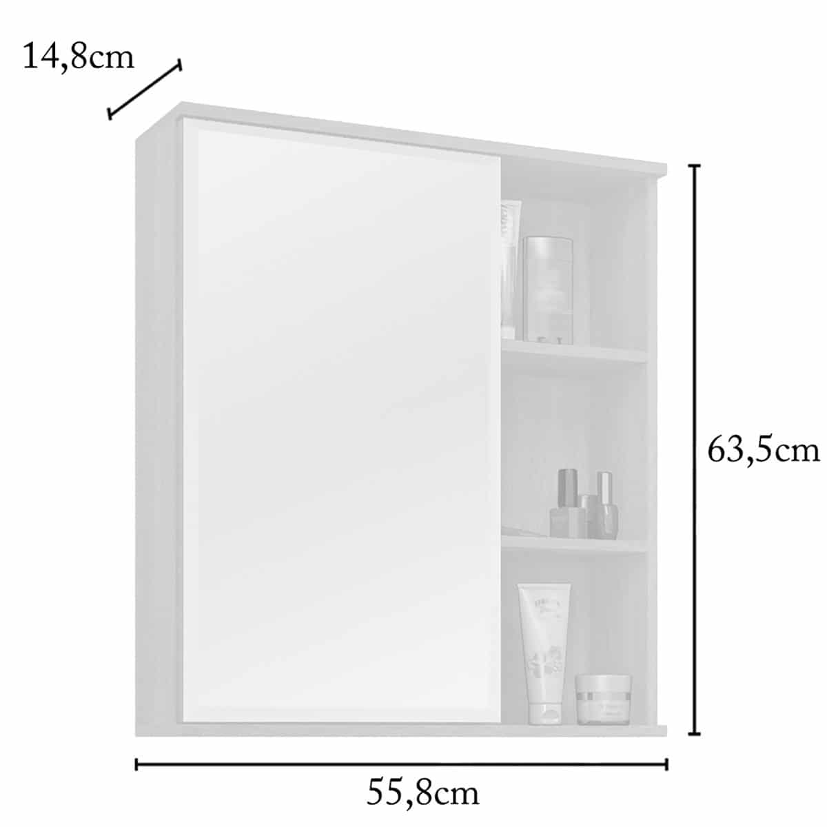 Espelheira Para Banheiro Mgm Móveis Treviso 2 Prateleiras Branca 887.2 - Imagem 5