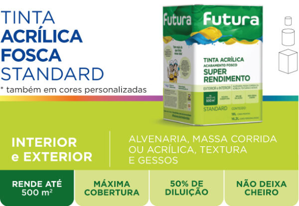 Tinta Futura Standard Lata de 18L Vinil Acrílico para Áreas Externas