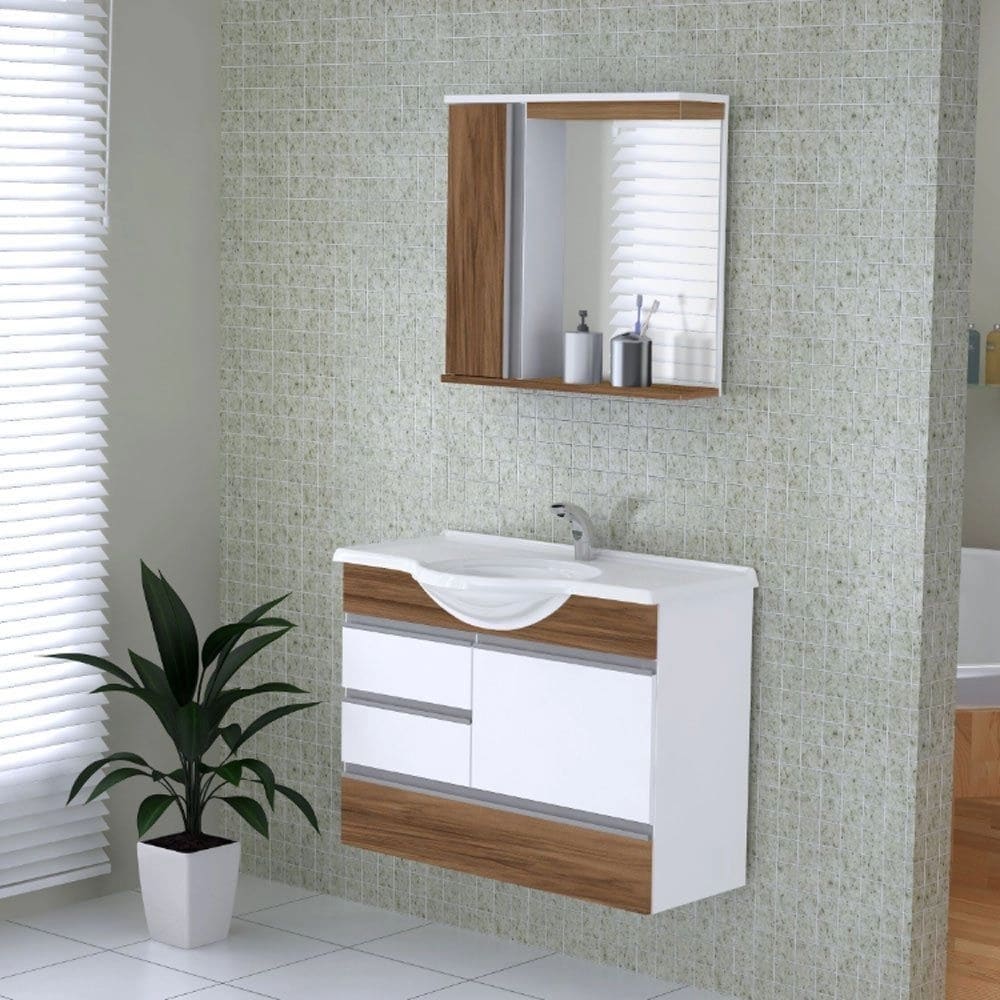 Gabinete Suspenso Florence Com Gavetão 79.5Cm Nogal Sevilha Aj Rorato557129 - Imagem 2