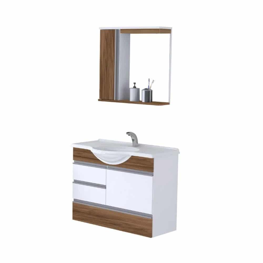 Gabinete Suspenso Florence Com Gavetão 79.5Cm Nogal Sevilha Aj Rorato557129