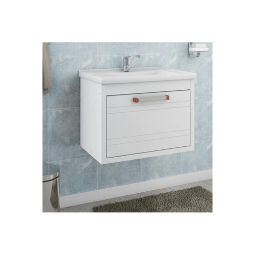 Gabinete Suspenso para Banheiro Jade 44x59cm Branco MGM Móveis Porta Frizada 9929.2 - Imagem 2