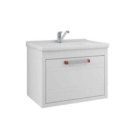 Gabinete Suspenso para Banheiro Jade 44x59cm Branco MGM Móveis Porta Frizada 9929.2