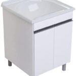 Kit Armário AJ Rorato Para Lavanderia Branco Pedra Gelo Amélia Com Tanque 2 Portas Rorato 598009