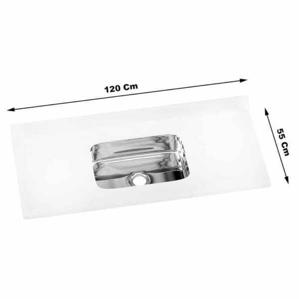 Pia Sintética AJ Rorato Roralit Granitada Cuba Inox 120x55cm Branca