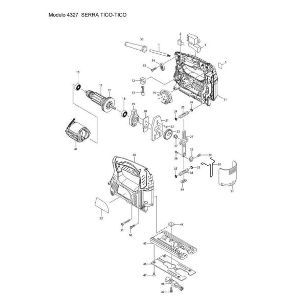 Desenho da Serra Tico Tico 450W Makita 4327 220V