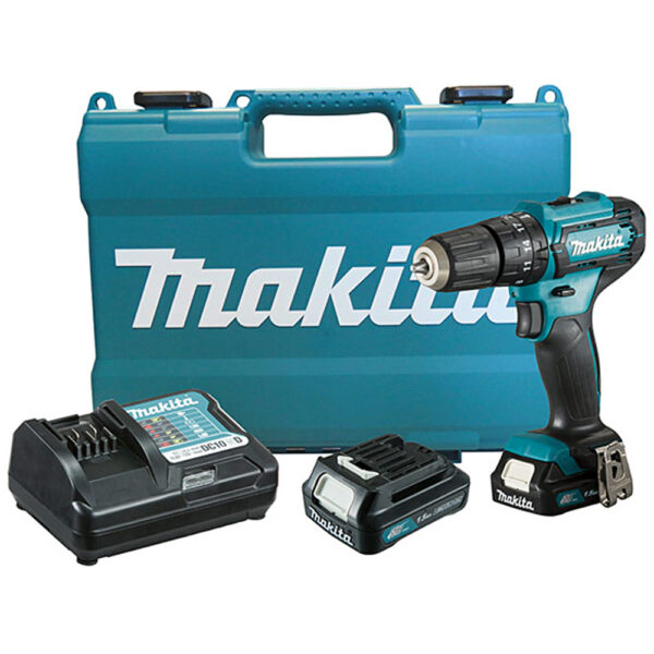 Parafusadeira e Furadeira de Impacto 3/8” Makita 2 Baterias de 12V Bivolt HP333DWYE e Maleta