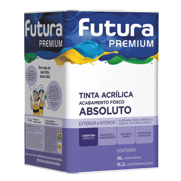 Tinta Futura Absoluto Premium Lata de 18L Acrílico Fosco para Áreas Externas e Internas