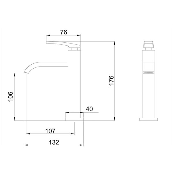 Desenho Técnico da Torneira para Lavatório de Balcão Lorenlike 1195 C78 7048420 Cromada da Lorenzetti