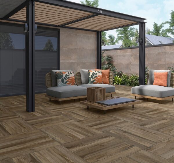 Ambiente com Porcelanato Damme Evora Deck Rustico DRUR83114A 83X83 cm Caixa com 2m e 7cm