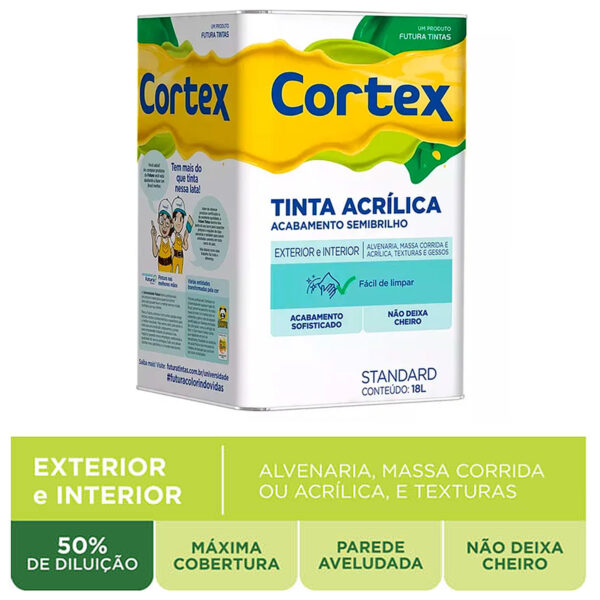 Tinta Acrílica Futura Cortex Semibrilho Standard Branco Lata de 18 litros