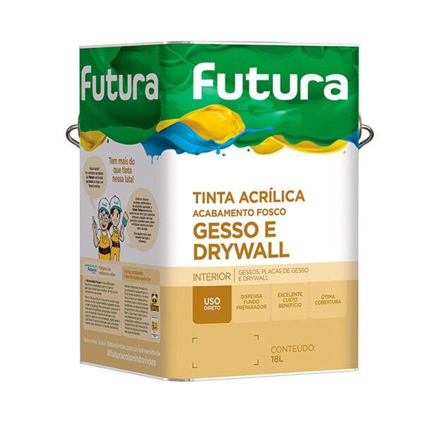 Tinta Acrílica Futura para Gesso e Drywall Acabamento Fosco Lata de 18 litros para Áreas Internas