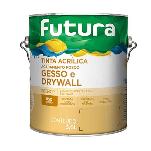 Tinta Acrílica Futura para Gesso e Drywall Acabamento Fosco Lata de 3.6 litros para Áreas Internas