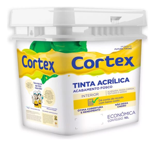 Tinta Futura Cortex Acrílica Fosca Balde de 16 litros Látex Anti Mofo para Áreas Internas