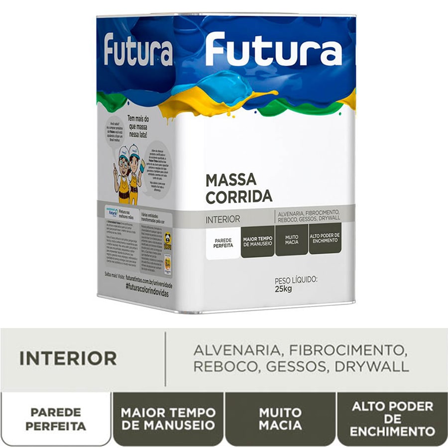 Massa Corrida da Futura para Nivelar Paredes Lata de 18 Litros