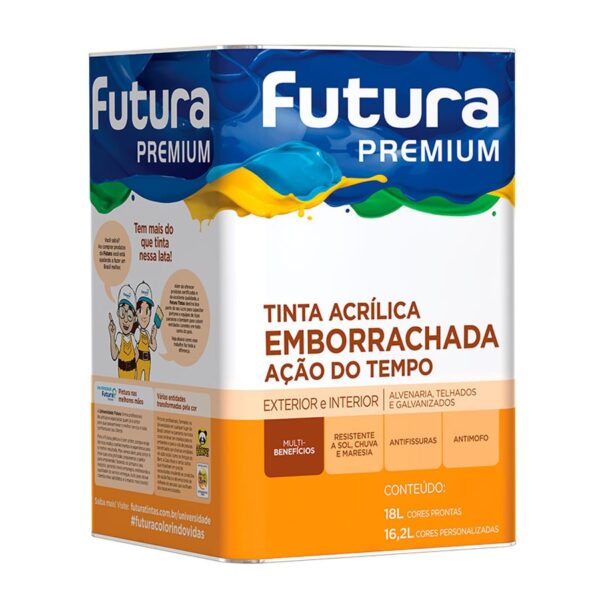 Tinta Acrílica Futura Emborrachada Ação do Tempo Branco Lata de 18 litros para áreas externas