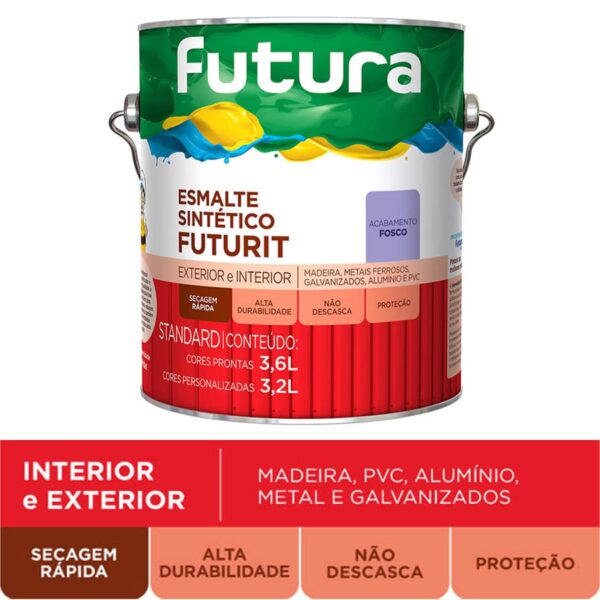 Tinta Futura Esmalte Sintético Futurit Fosco Galão de 3.6 Litros