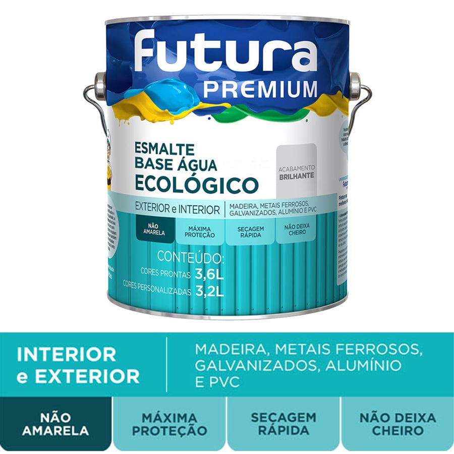 Tinta Futura Esmalte a Base de Água Ecológico Brilhante Galão de 3.6 Litros