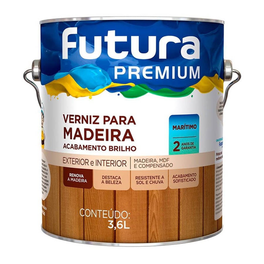 Verniz Marítimo Incolor Brilhante da Futura com Filtro Solar Galão de 3.6 Litros