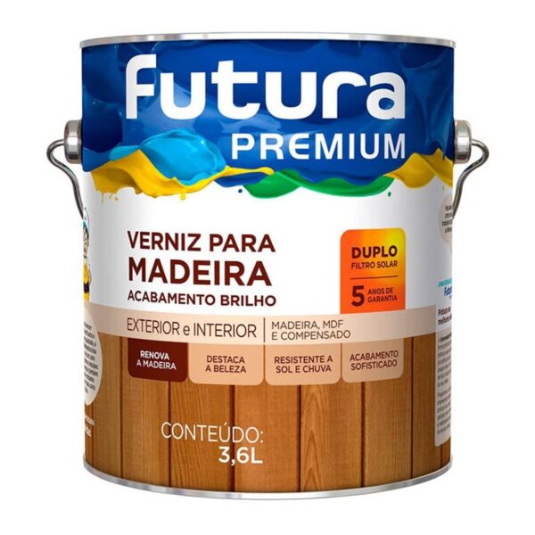 Verniz Protetor de Madeira Duplo da Futura com Filtro Solar Galão de 3.6 Litros