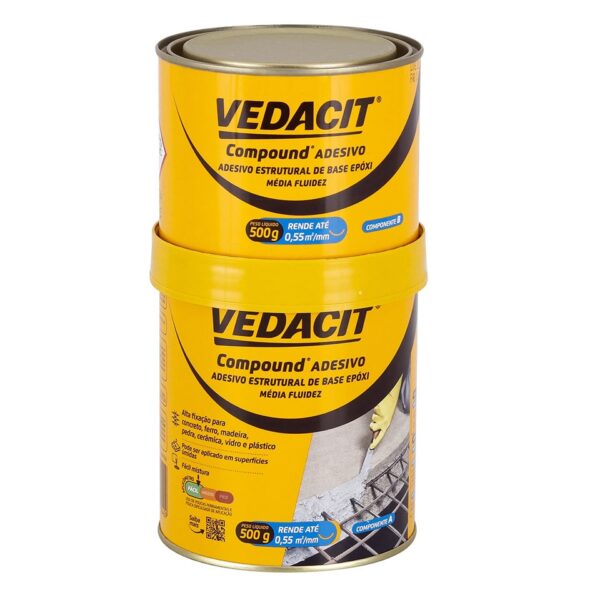 Vedacit Compound Adesivo Estrutural Cinza Pote de 1 kg