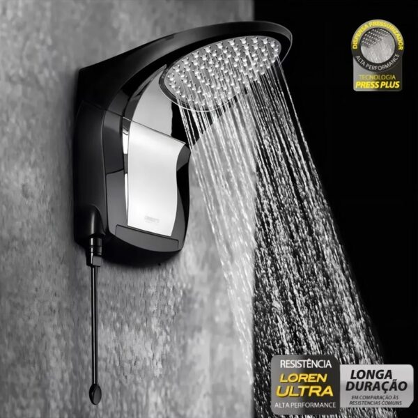 Chuveiro Ducha Acqua Jet Ultra Preta e Cromado da Lorenzetti 220V 7800W