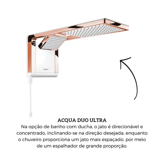 Chuveiro Lorenzeti Acqua Duo Ultra Rose Gold e Branco 220V 7800W 7510124